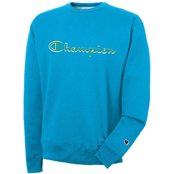Champion Other - Champion Powerblend Fleece Crew Neck Sweatshirt Applique Logo Aqua Blue …
